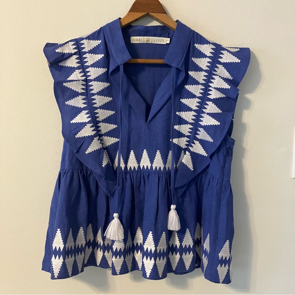 Marie Oliver Blue and White Blouse